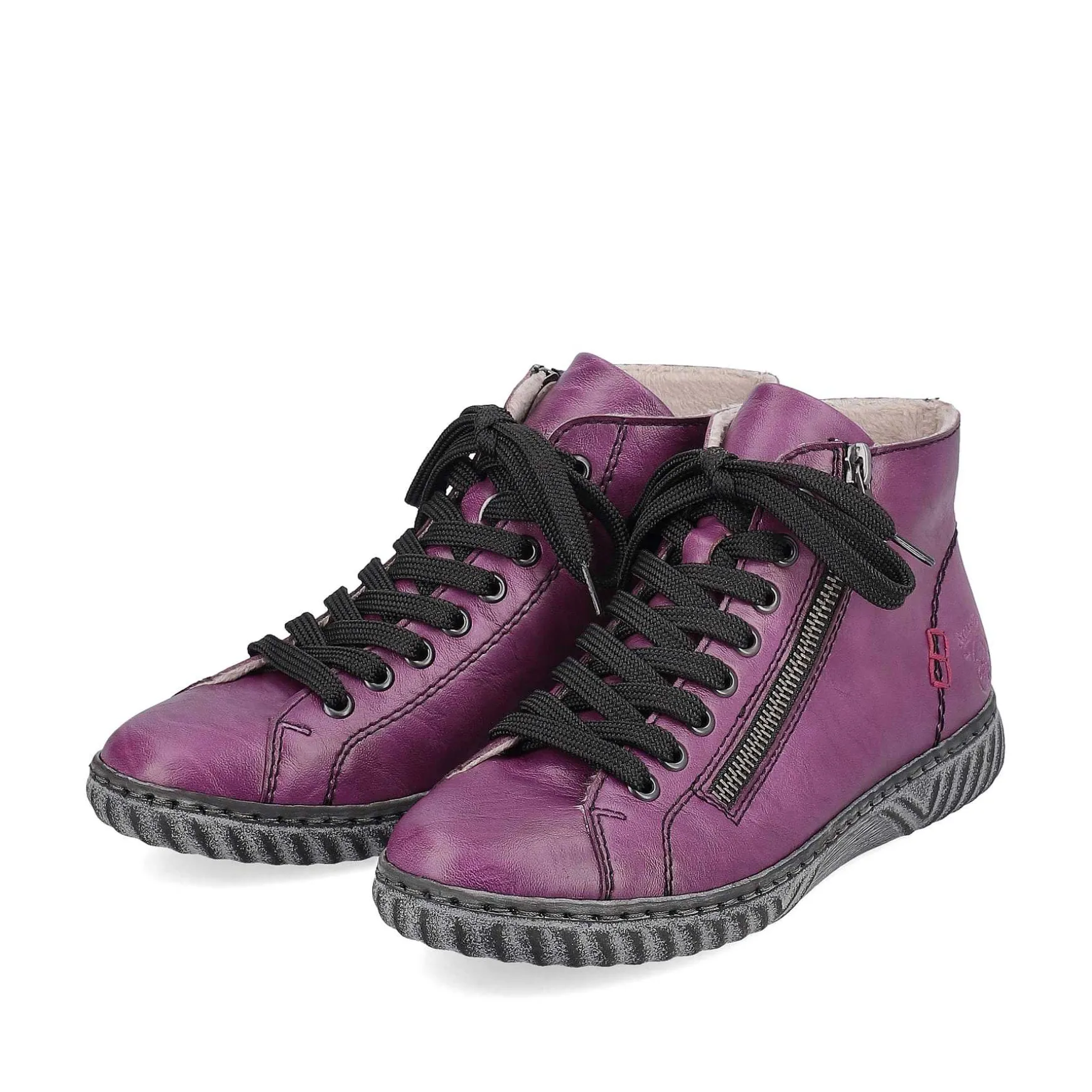 Rieker Women'S Corded Boots Aubergine-Black