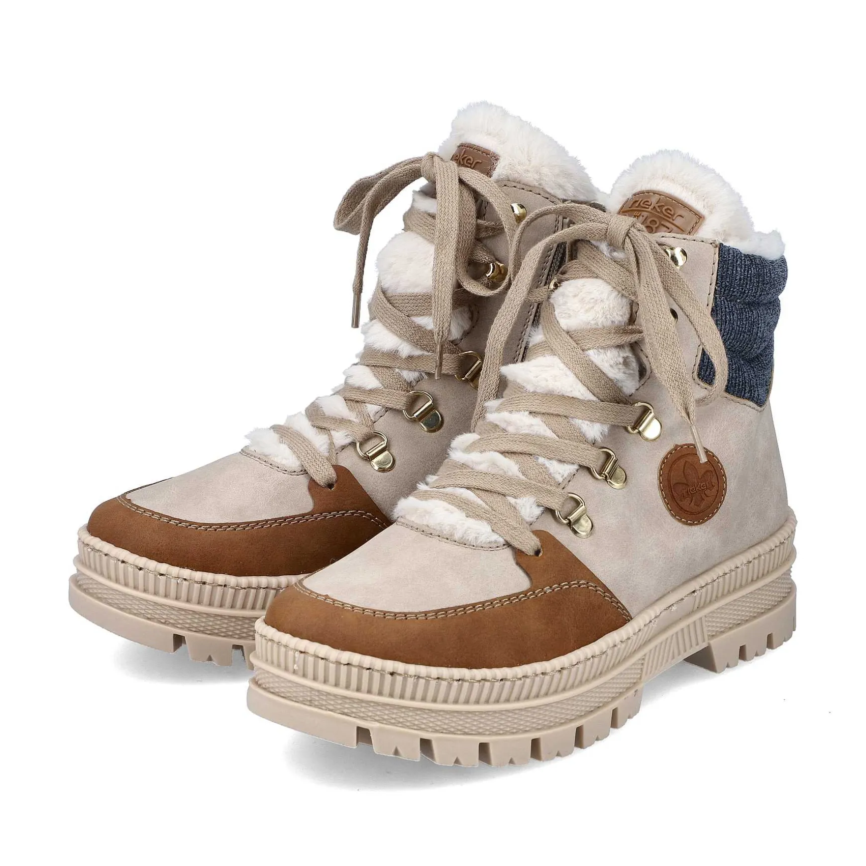 Rieker Women'S Corded Boots Beige Noisette