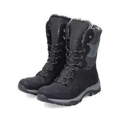 Rieker Women'S Corded Boots Deep Black