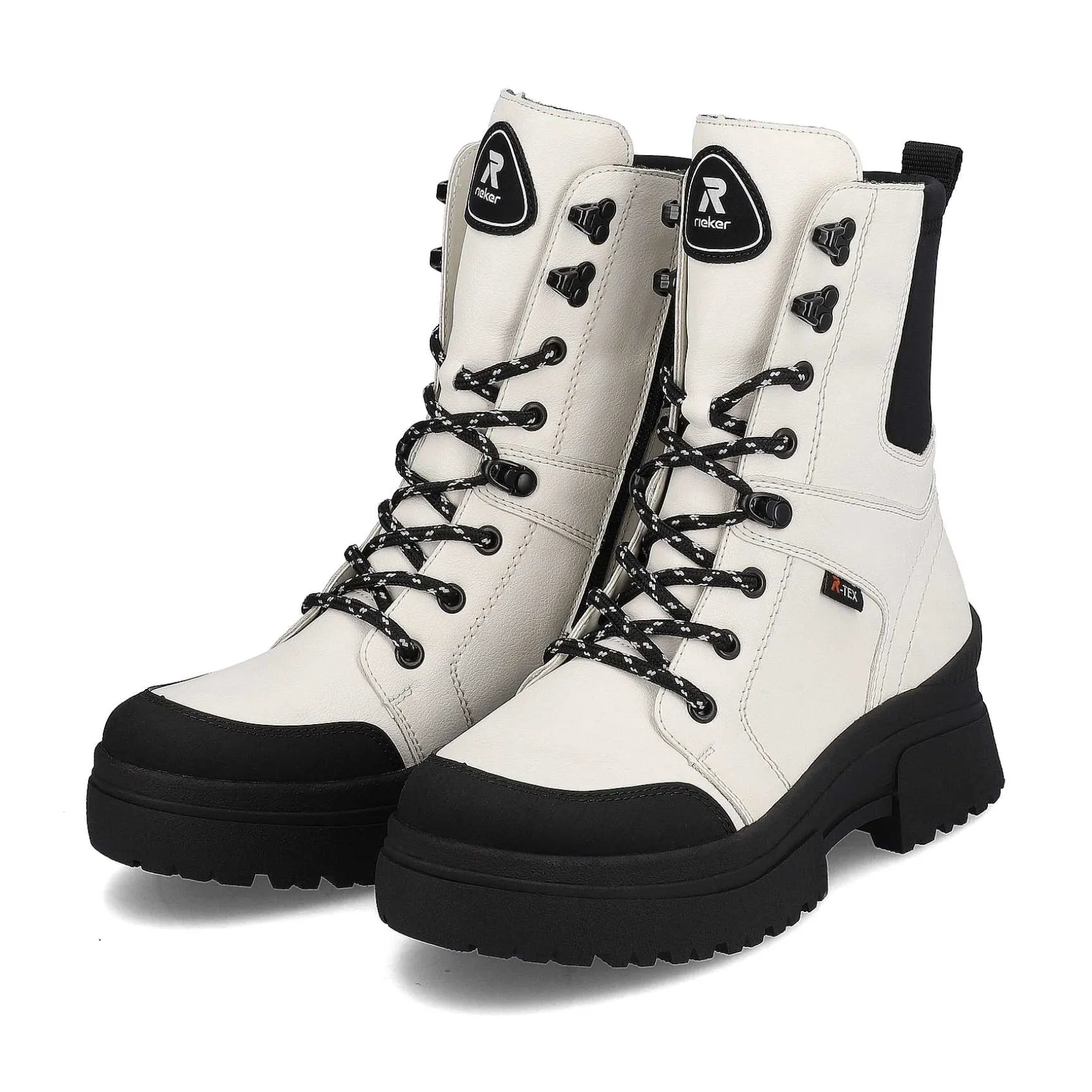 Rieker Women'S Corded Boots Snow-White Deep-Black