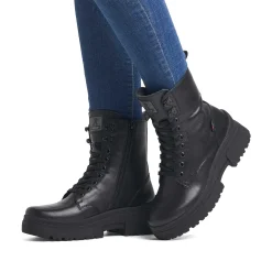 Rieker Women'S Corded Boots Deep Black