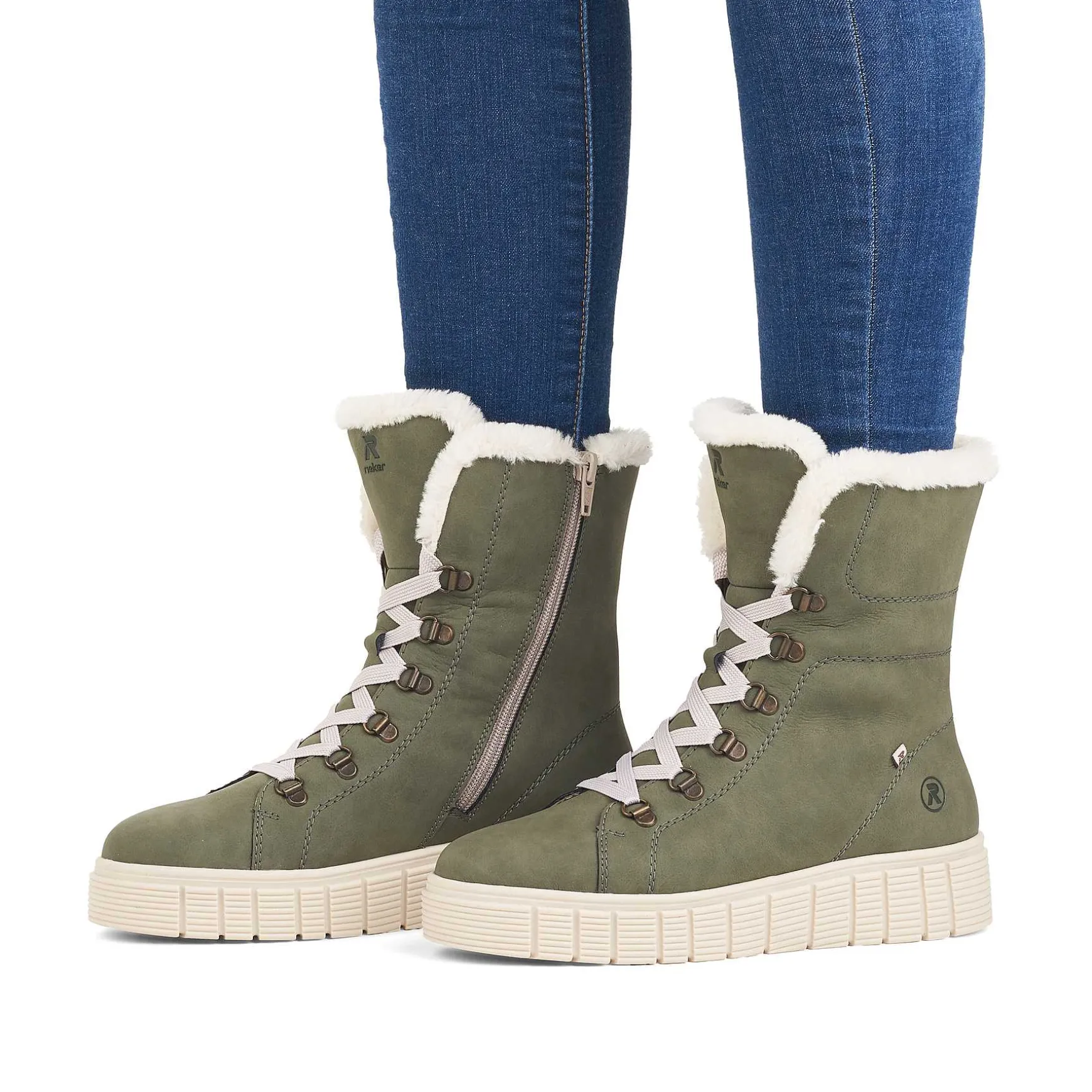 Rieker Women'S Corded Boots Khaki Snow
