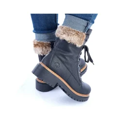 Rieker Women'S Corded Boots Deep Black