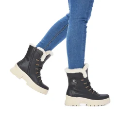 Rieker Women'S Corded Boots Deep Black