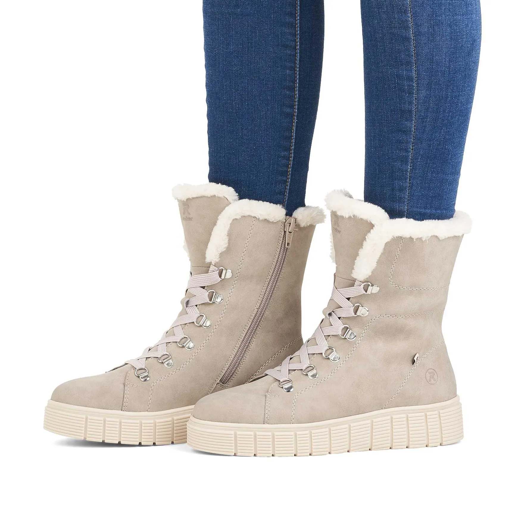 Rieker Women'S Corded Boots Platinum Grey