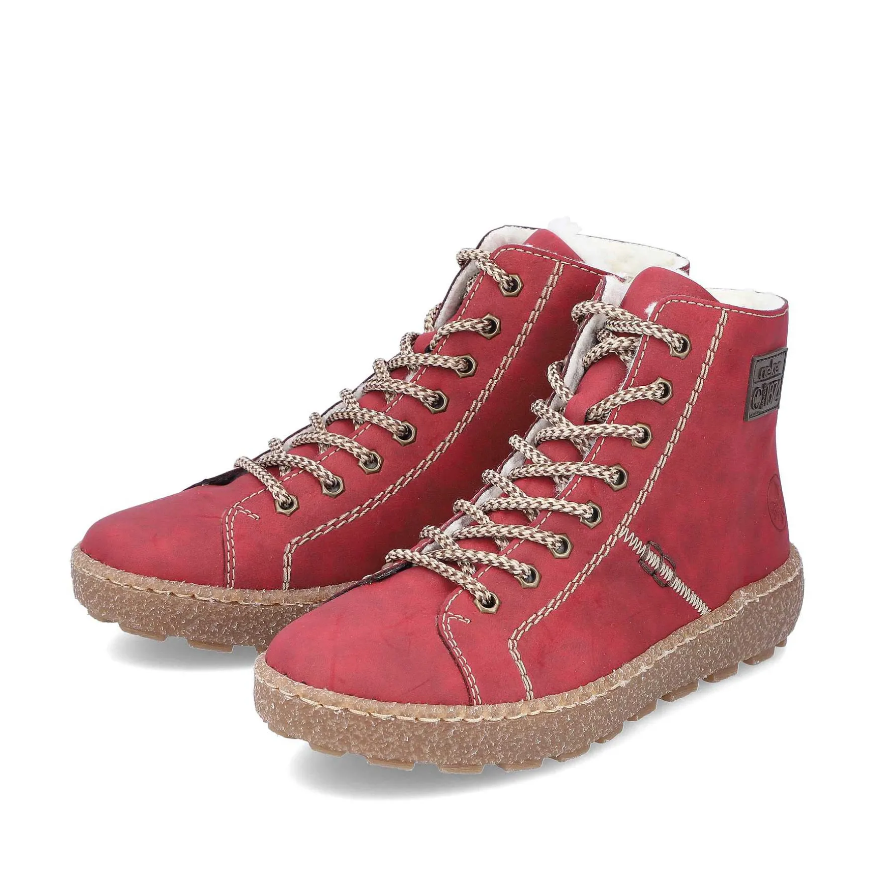 Rieker Women'S Corded Boots Strawberry Red