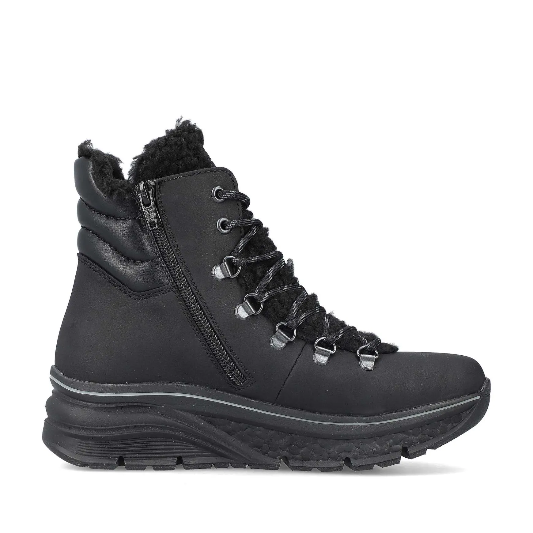 Rieker Women'S Corded Boots Asphalt Black