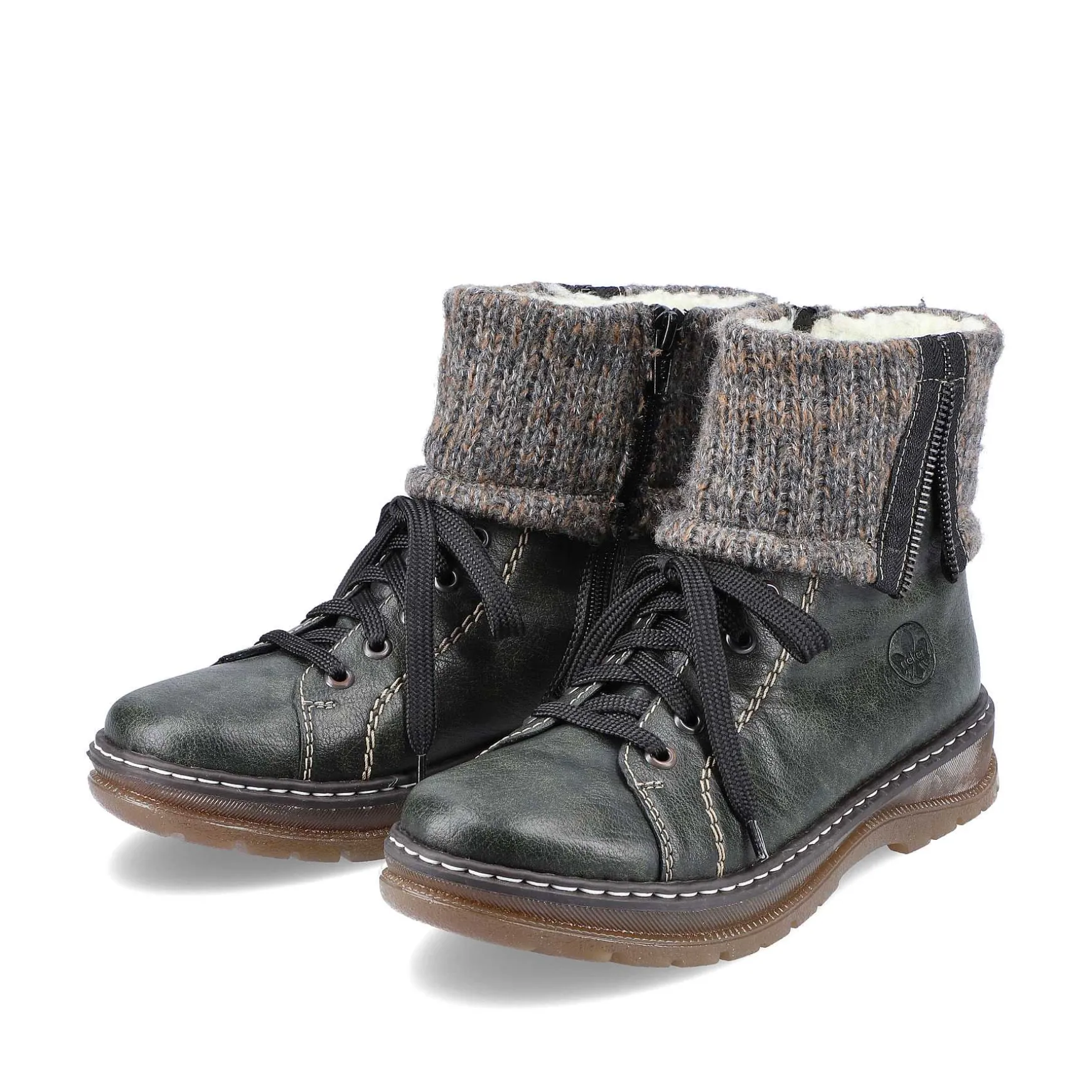 Rieker Women'S Corded Boots In Green Grey