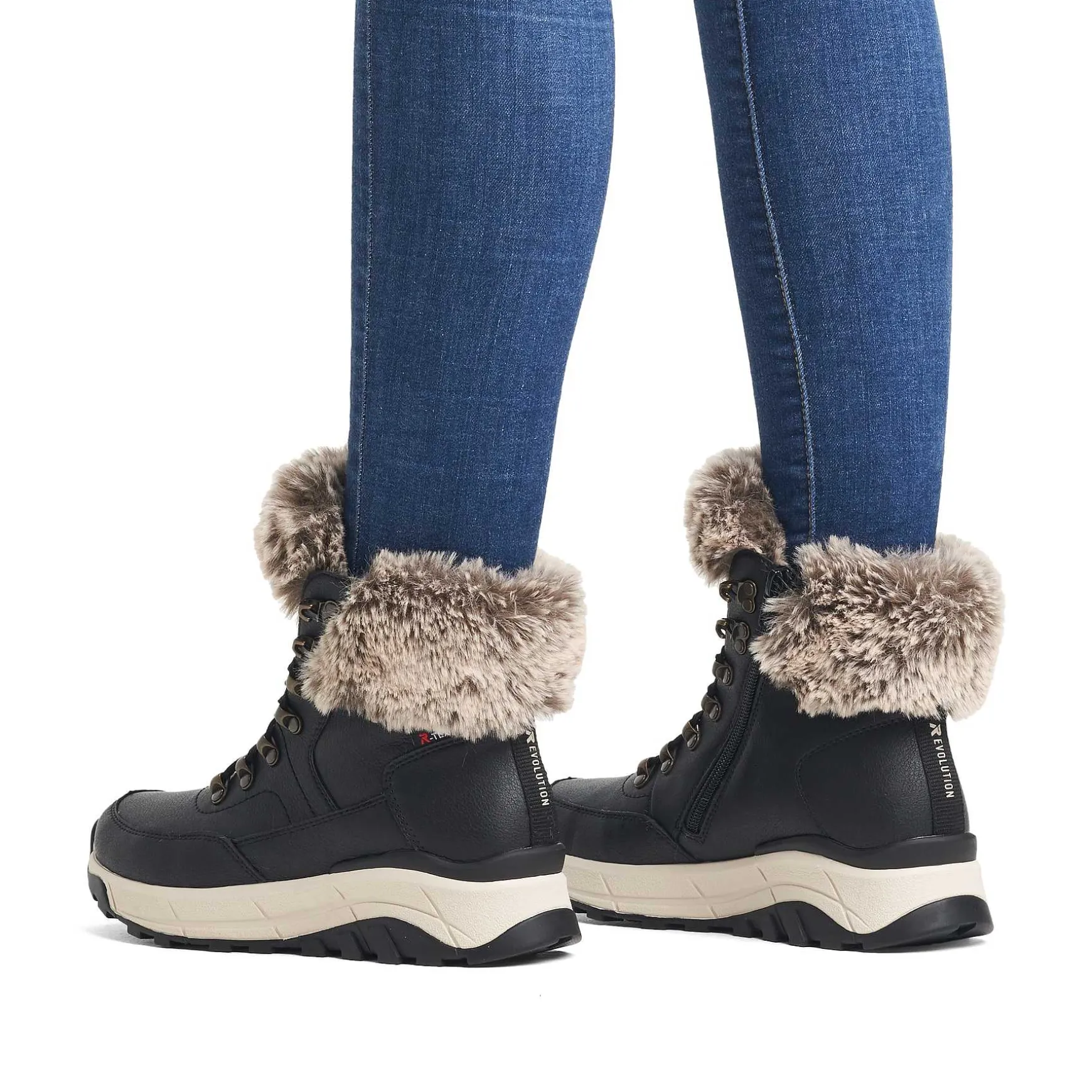 Rieker Women'S Corded Boots Urban Black