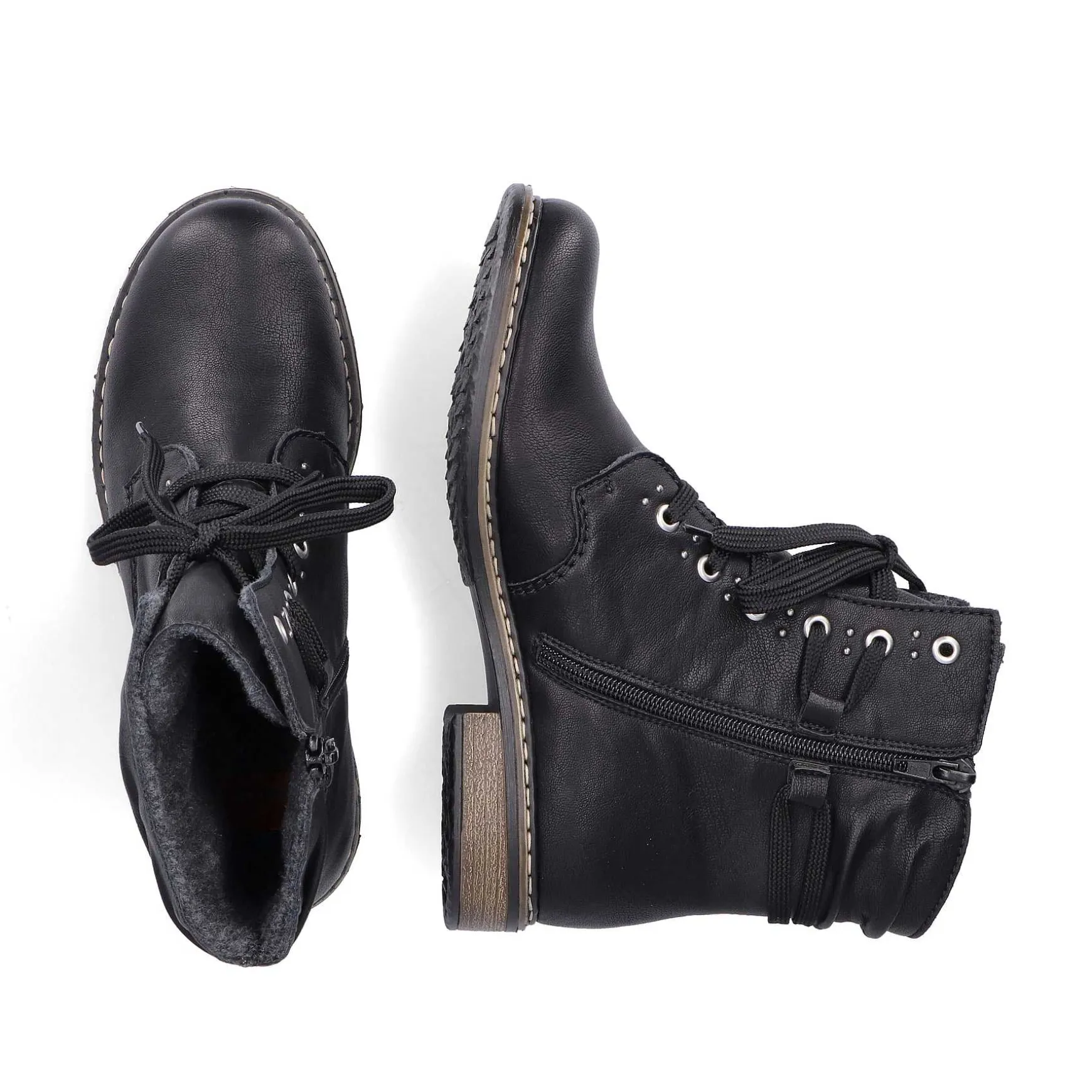 Rieker Women'S Corded Boots Asphalt Black