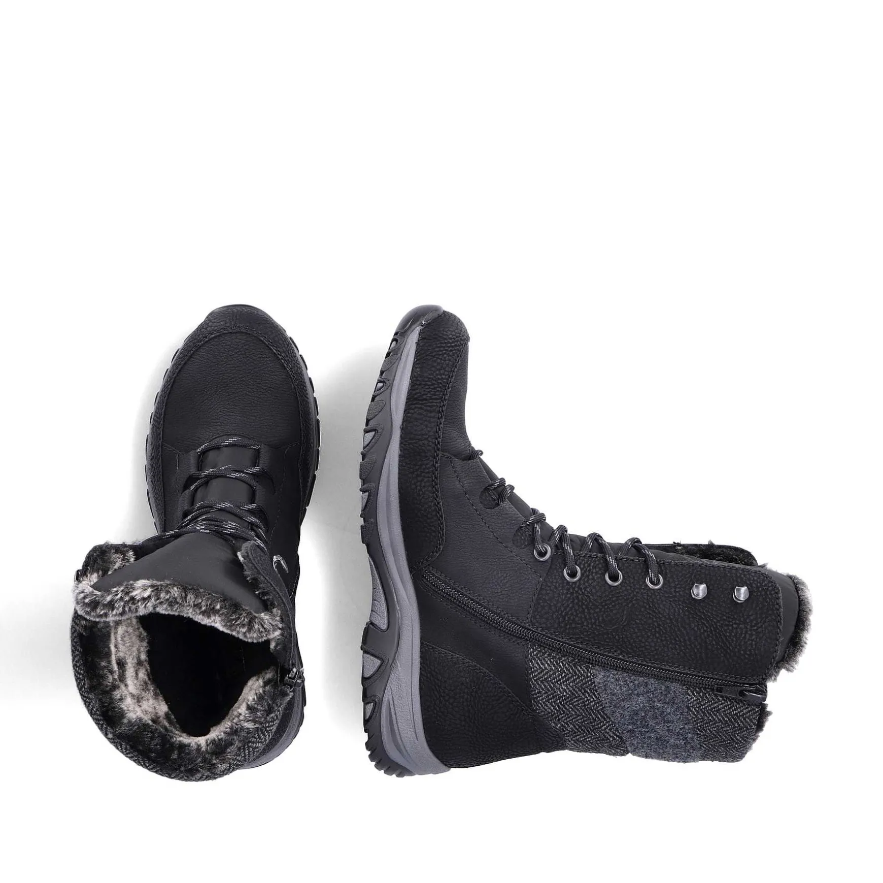 Rieker Women'S Corded Boots Deep Black