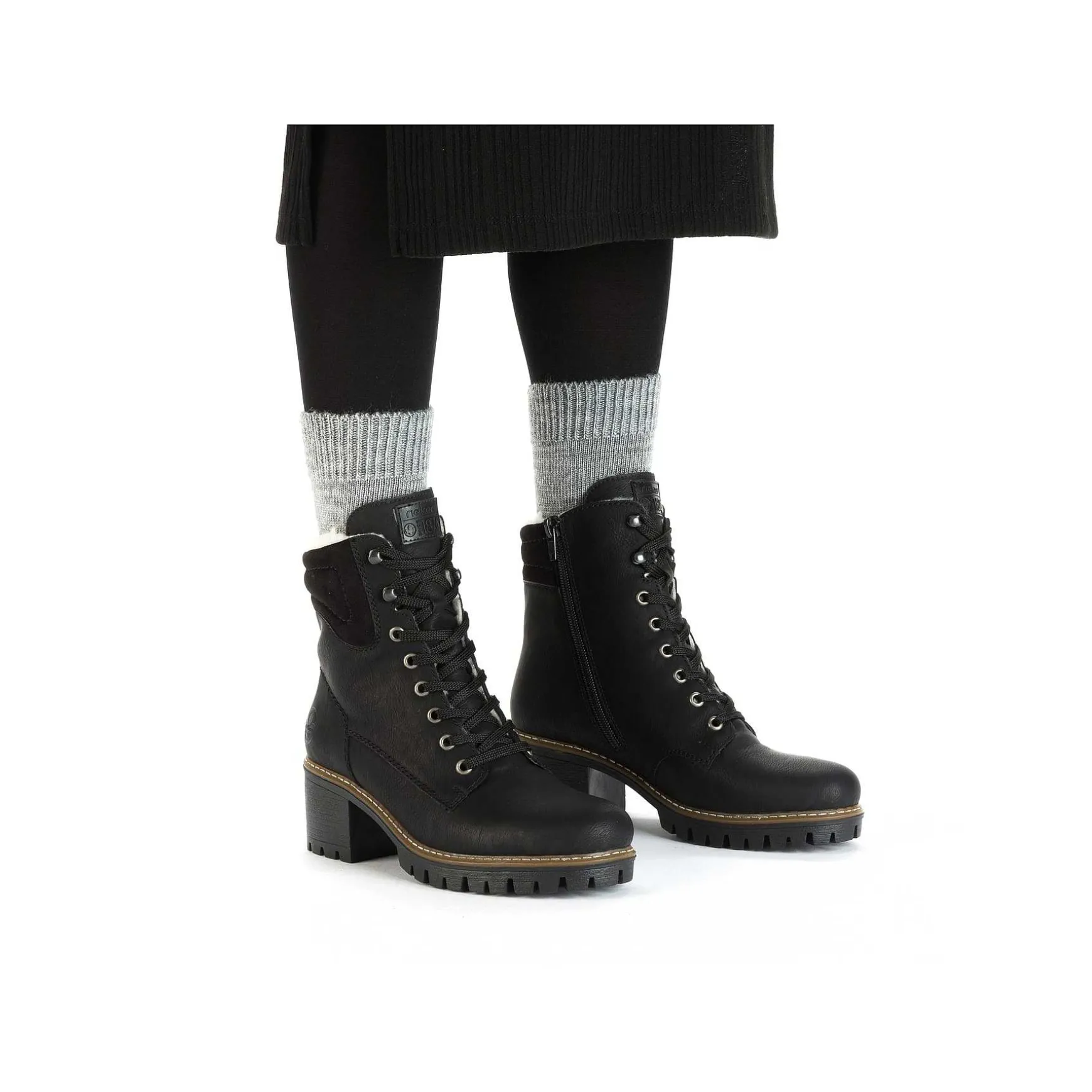 Rieker Women'S Corded Boots Deep Black