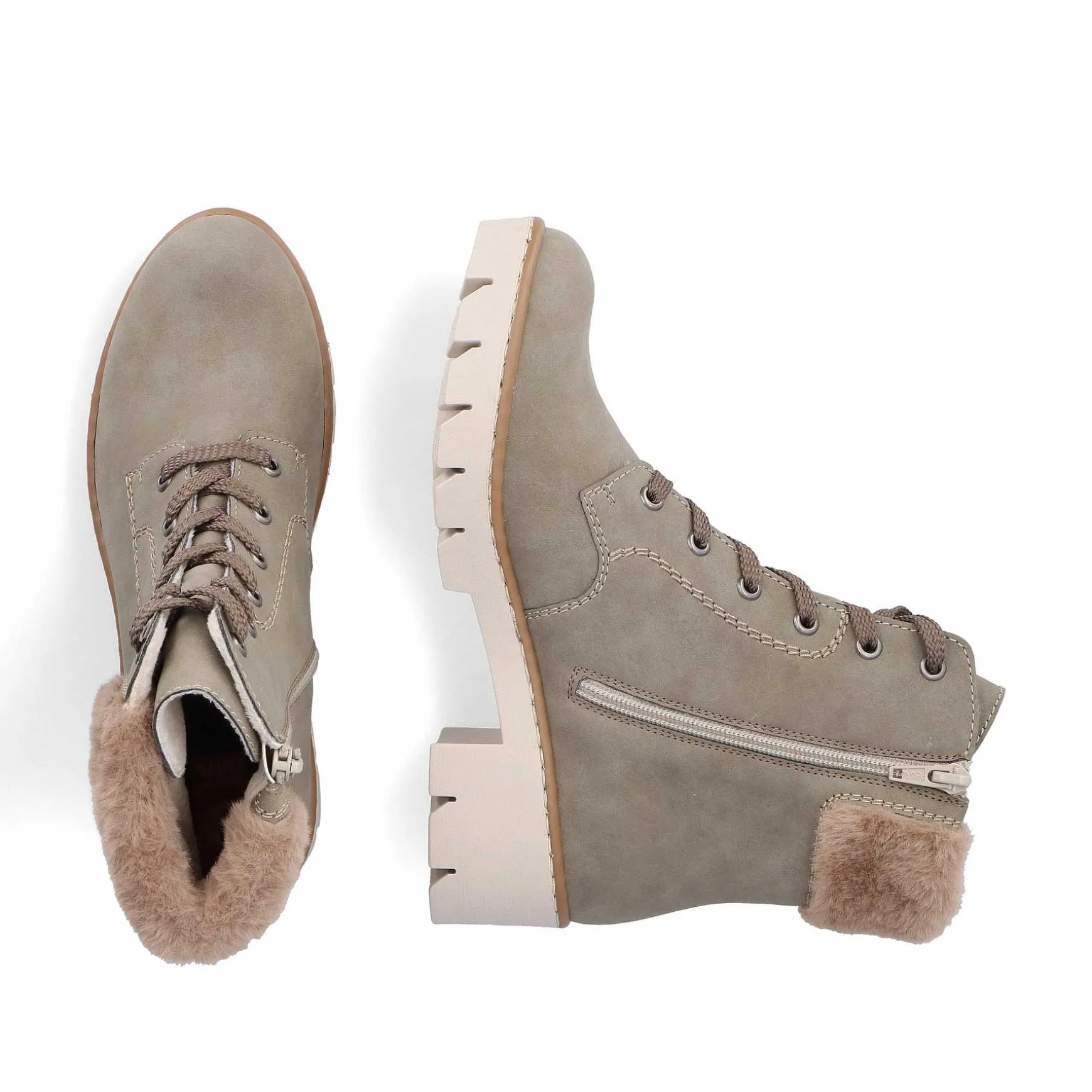 Rieker Women'S Corded Boots Khaki-Brown