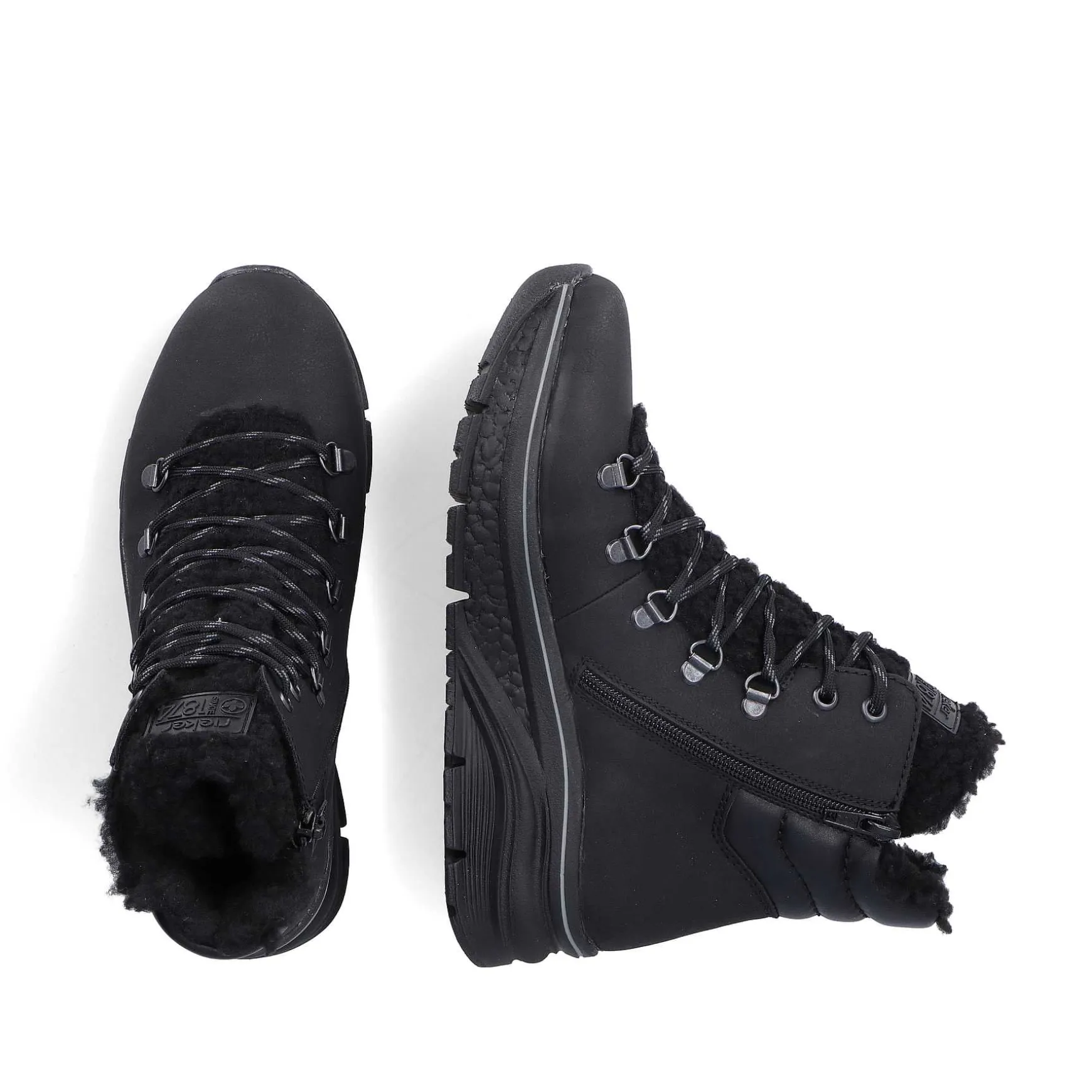 Rieker Women'S Corded Boots Asphalt Black