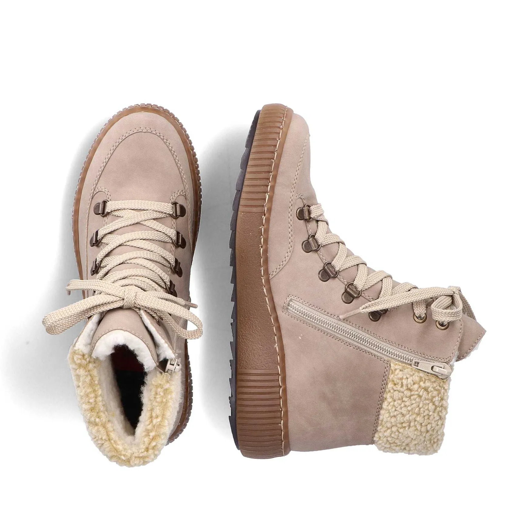 Rieker Women'S Corded Boots Cream Beige