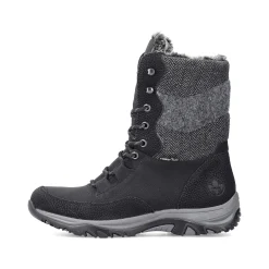 Rieker Women'S Corded Boots Deep Black