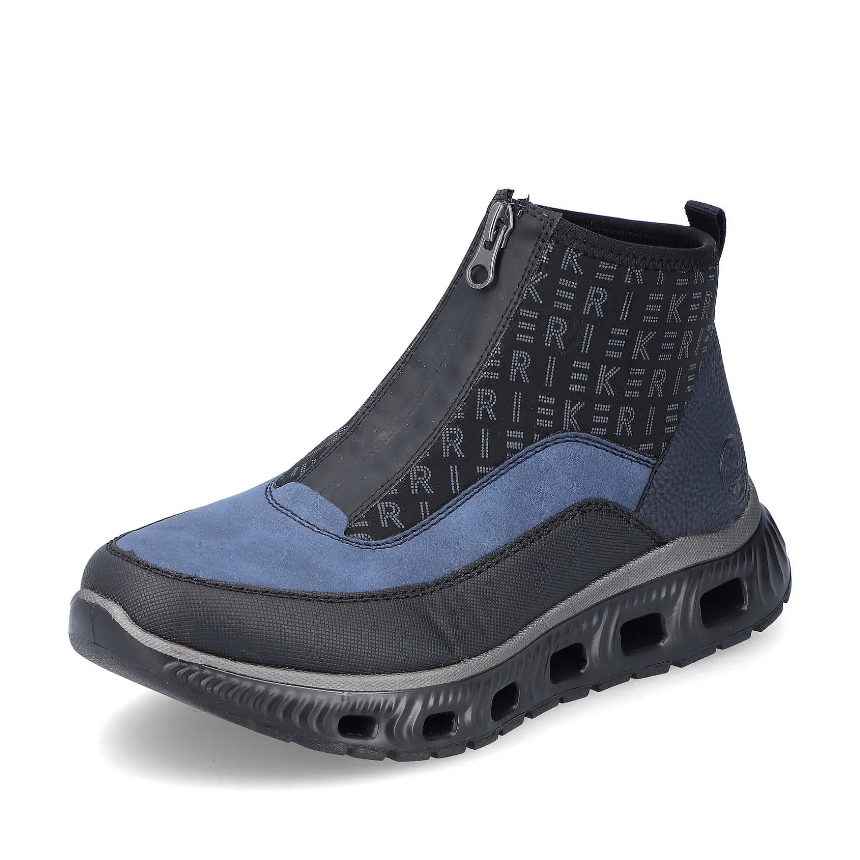 Rieker Women'S High Sneaker Asphalt Black-Ocean Blue