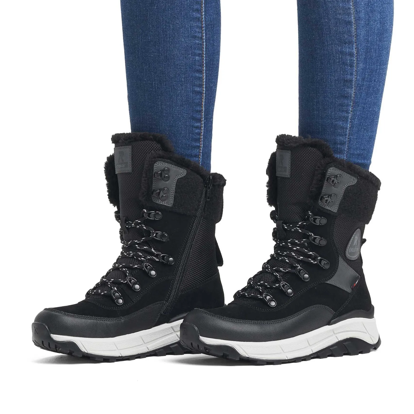 Rieker Women'S Laced Boots Steel Black