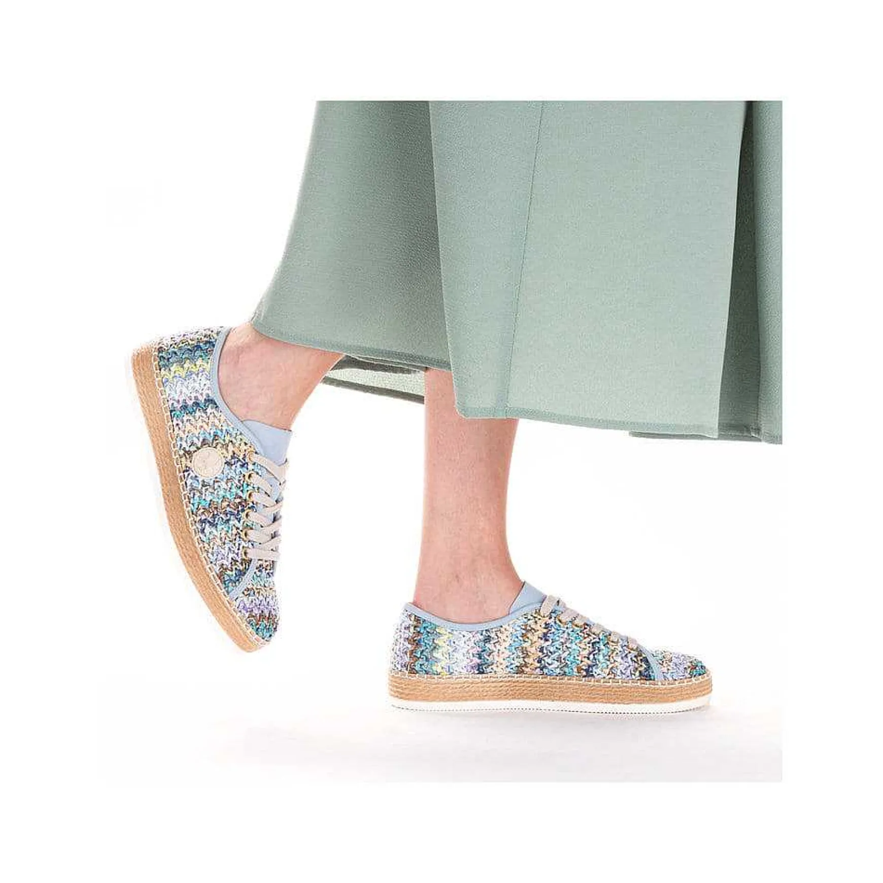 Rieker Women'S Lace-Up Shoes Multi-Sky Blue
