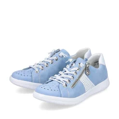 Rieker Women'S Lace-Up Shoes Sky Blue And White