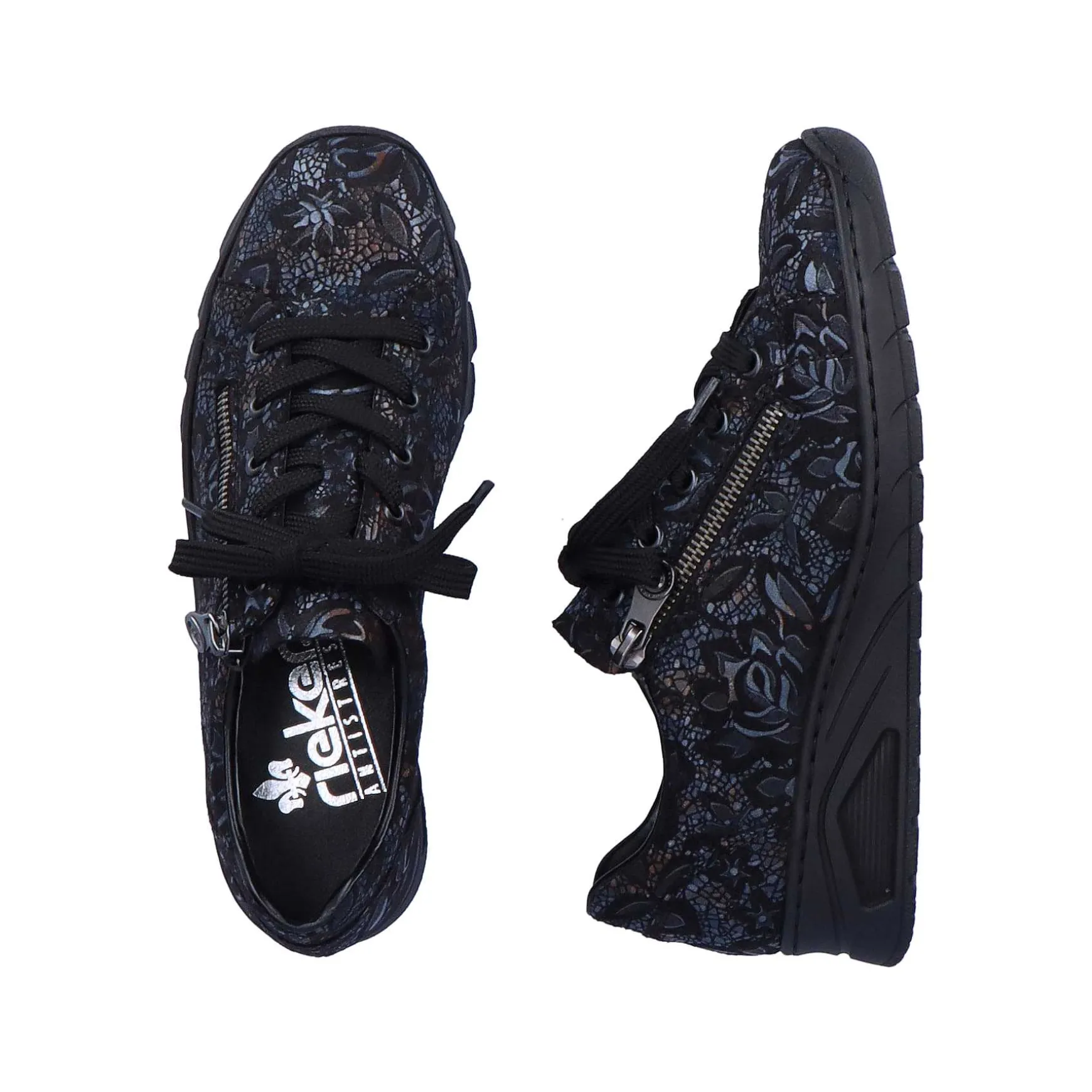 Rieker Women'S Lace-Up Shoes Black Metallic
