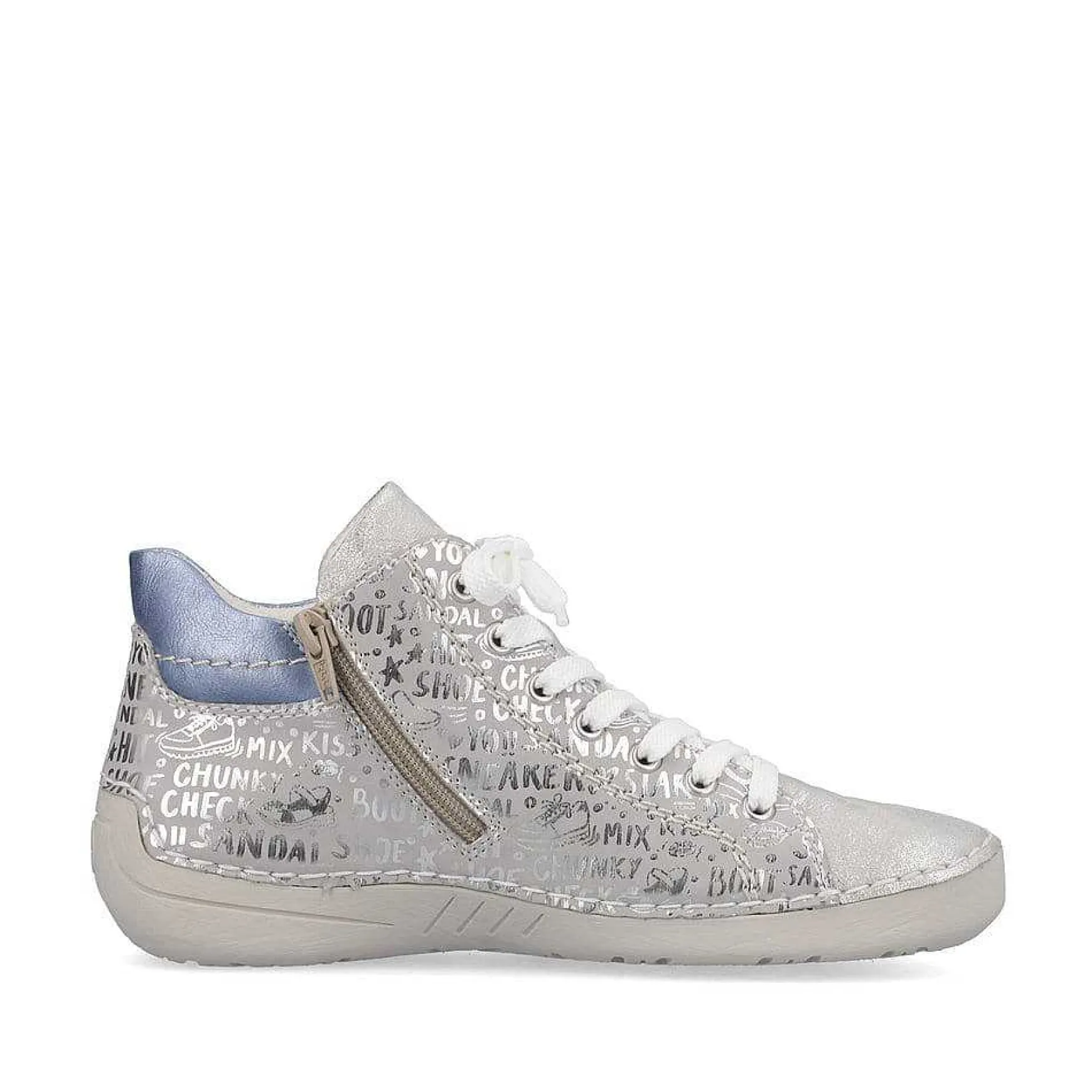 Rieker Women'S Lace-Up Shoes Silver Gray-Sky Blue