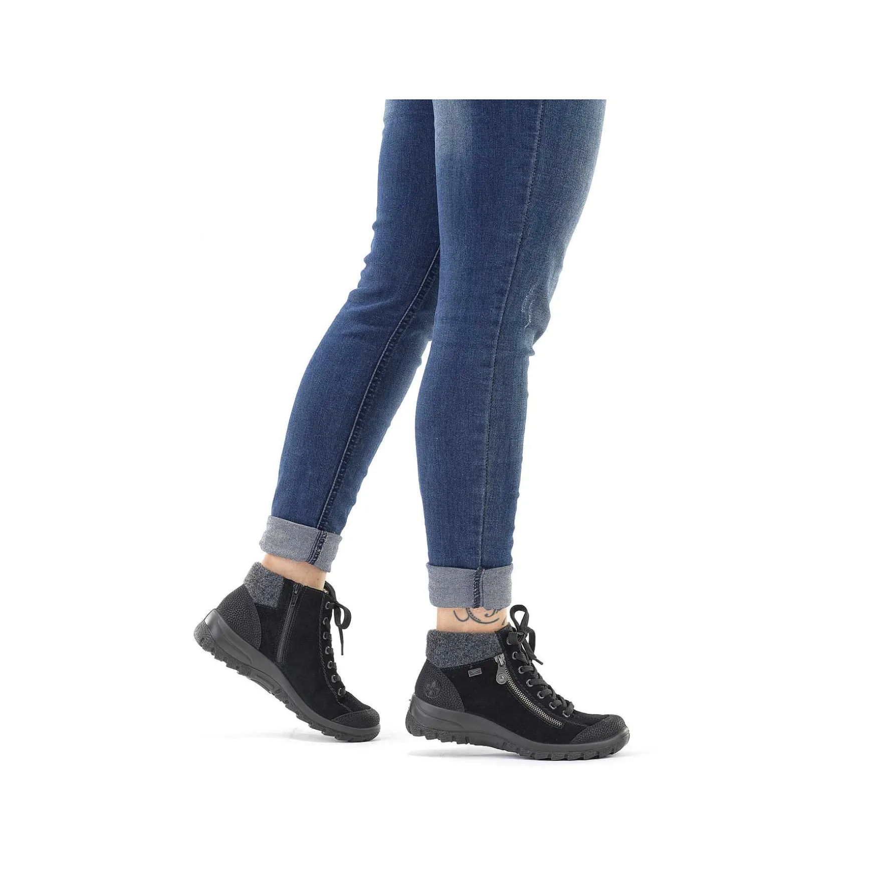 Rieker Women'S Lace-Up Shoes Graphite Black