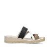 Rieker Women'S Mules Brown Beige-Cream White-Black