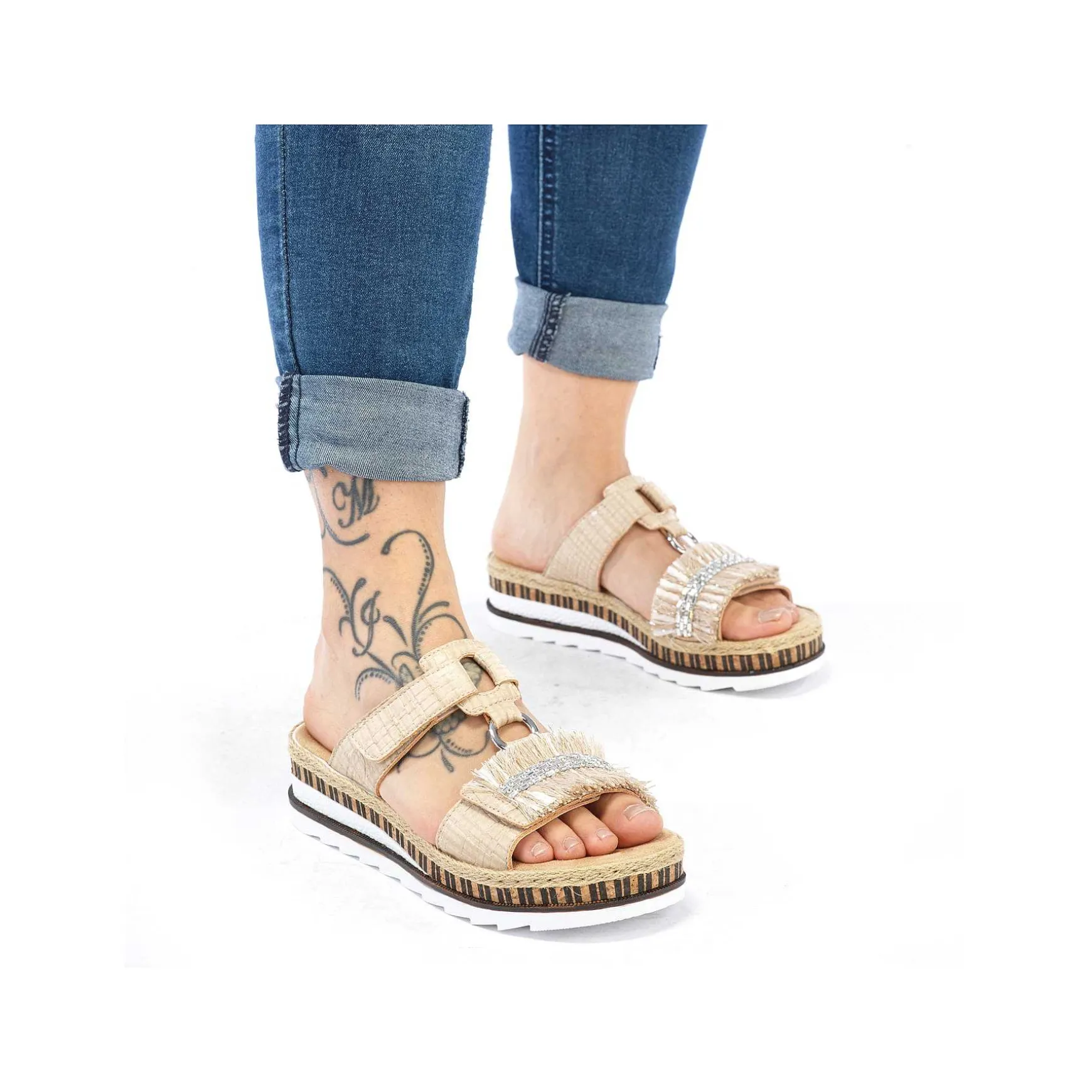 Rieker Women'S Mules Cream Beige