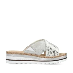 Rieker Women'S Mules Silver Metallic