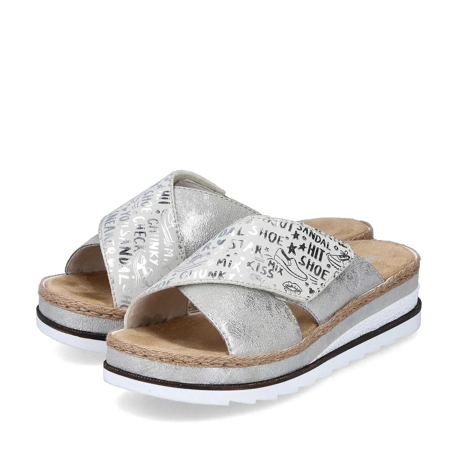 Rieker Women'S Mules Silver Metallic