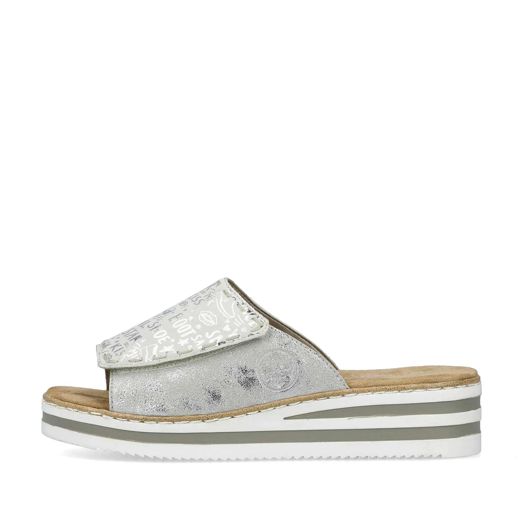 Rieker Women'S Mules Silver Metallic