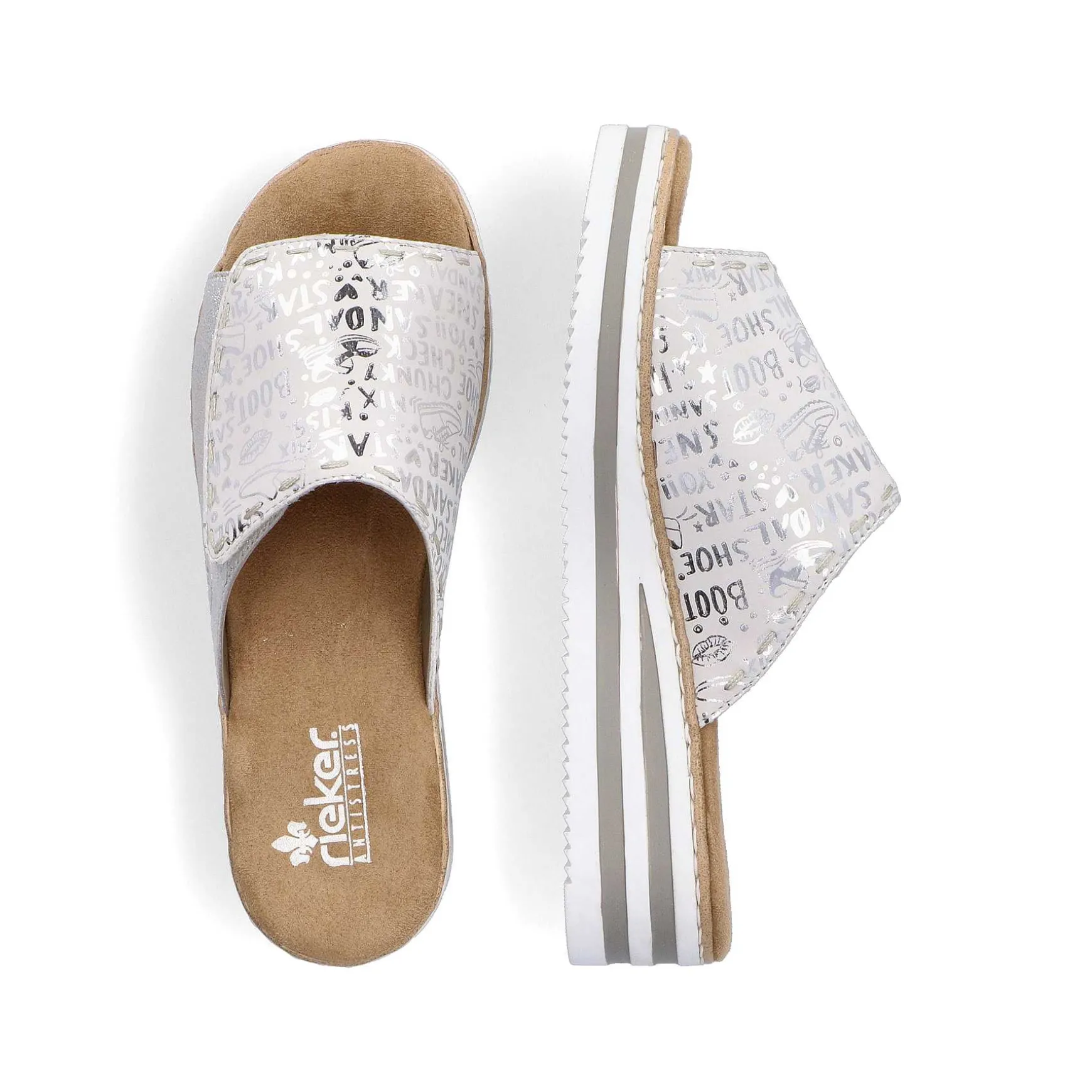 Rieker Women'S Mules Silver Metallic