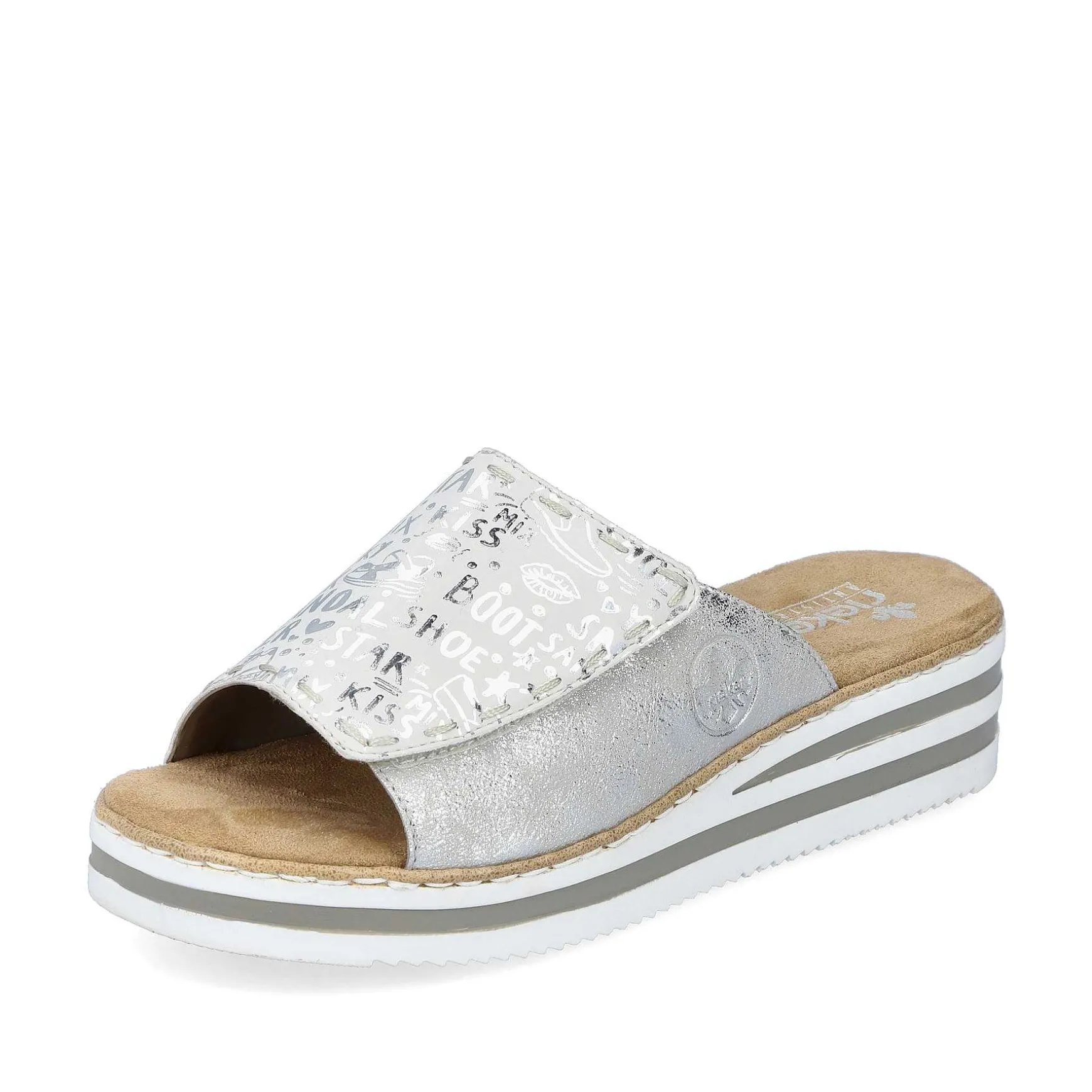 Rieker Women'S Mules Silver Metallic