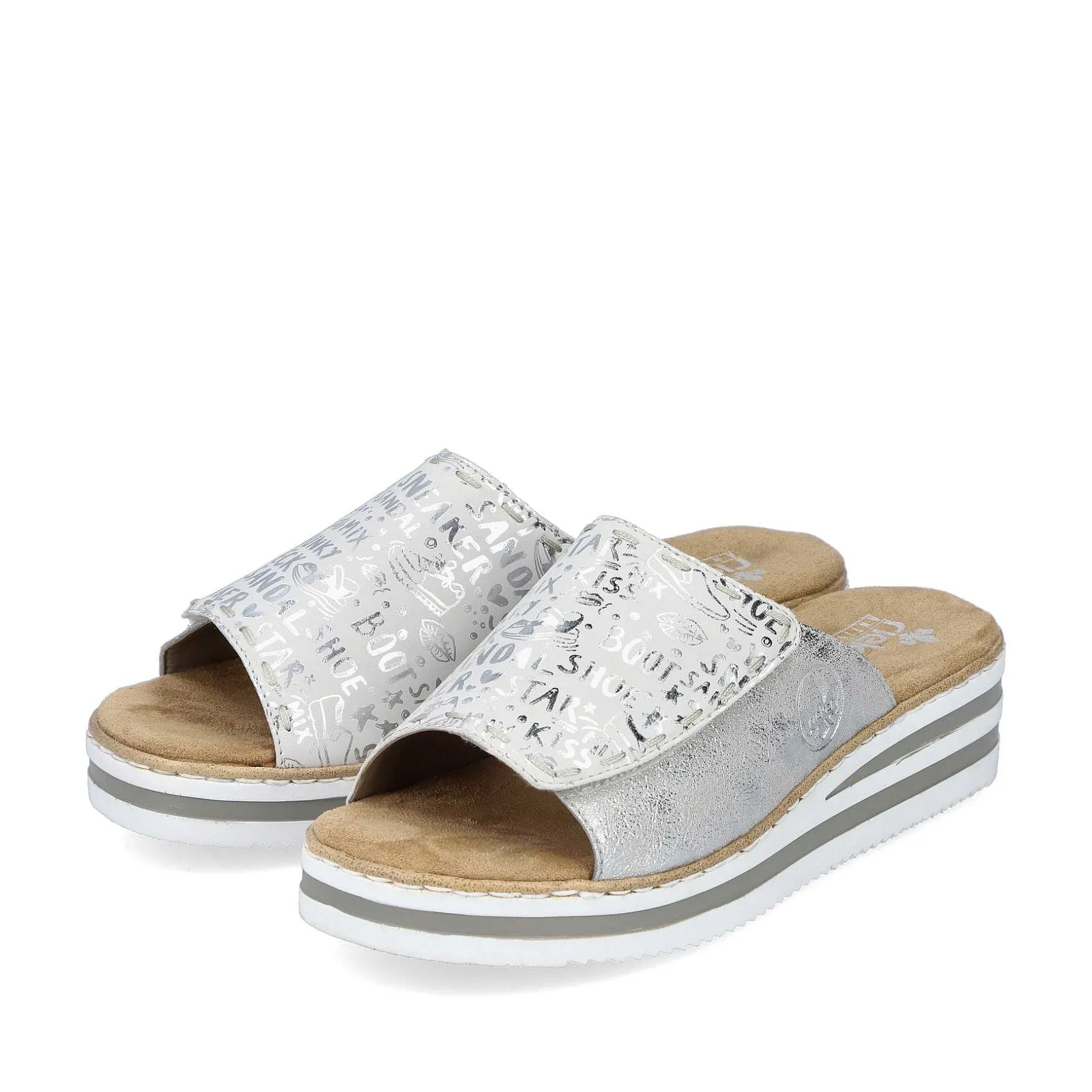 Rieker Women'S Mules Silver Metallic