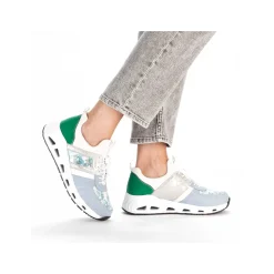 Rieker Women'S Slippers Baby Blue-Cream White