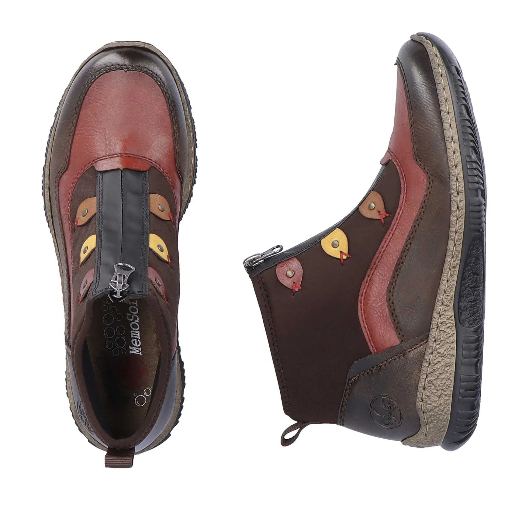 Rieker Women'S Slippers Black And Wine Red