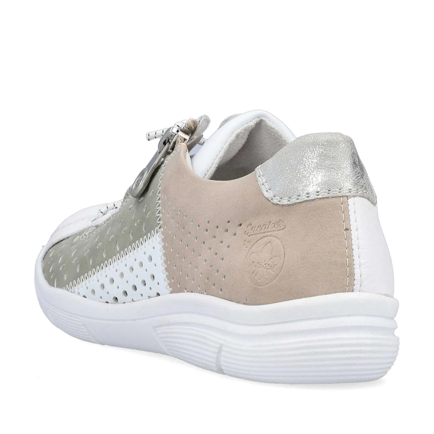 Rieker Women'S Slippers Pearl White-Mint Green-Beige