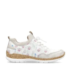 Rieker Women'S Slippers White-Multi-Cream Beige