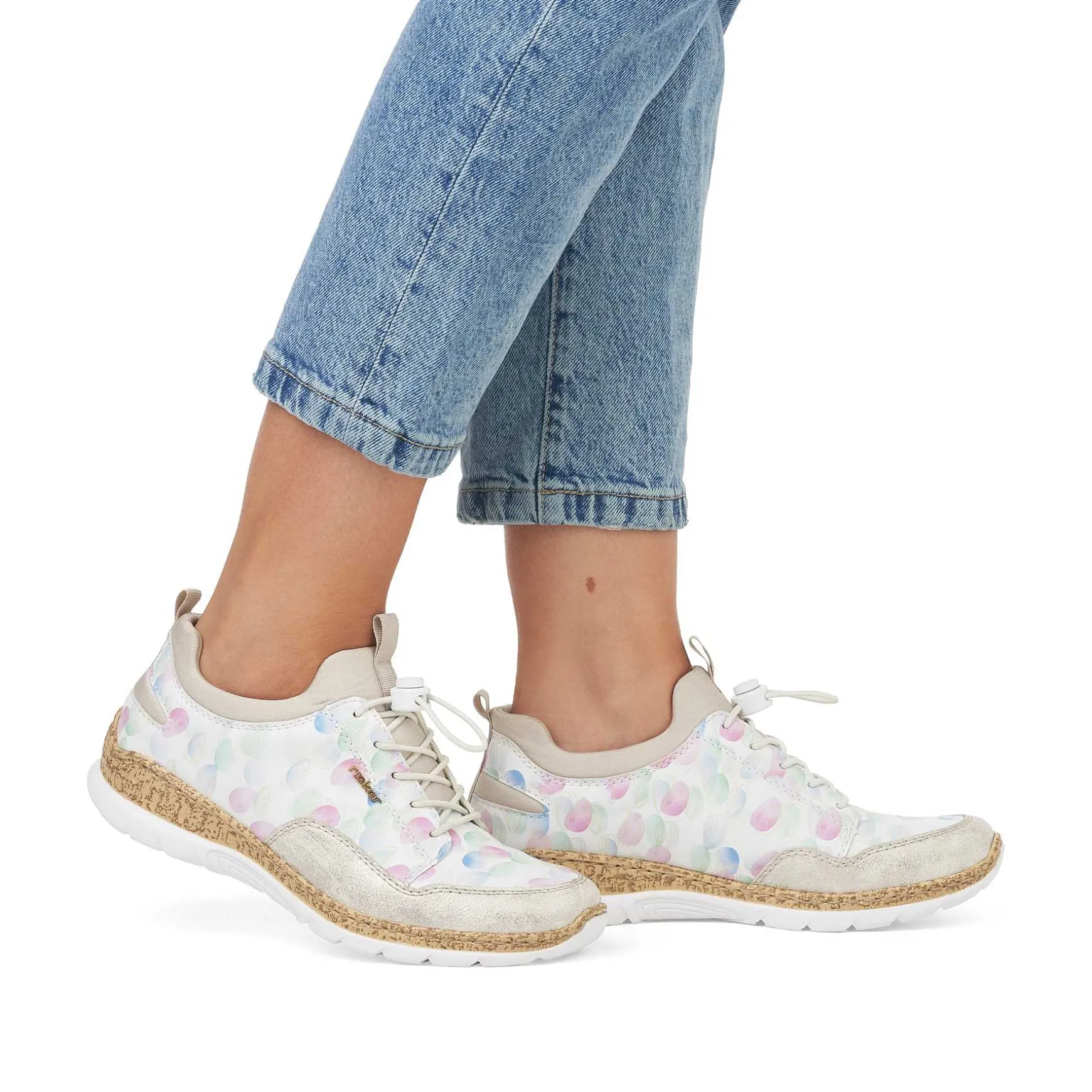 Rieker Women'S Slippers White-Multi-Cream Beige