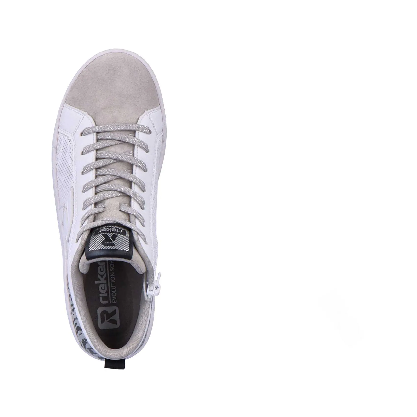 Rieker Women'S Sneaker High Swan-White Arctic-Grey Zebra