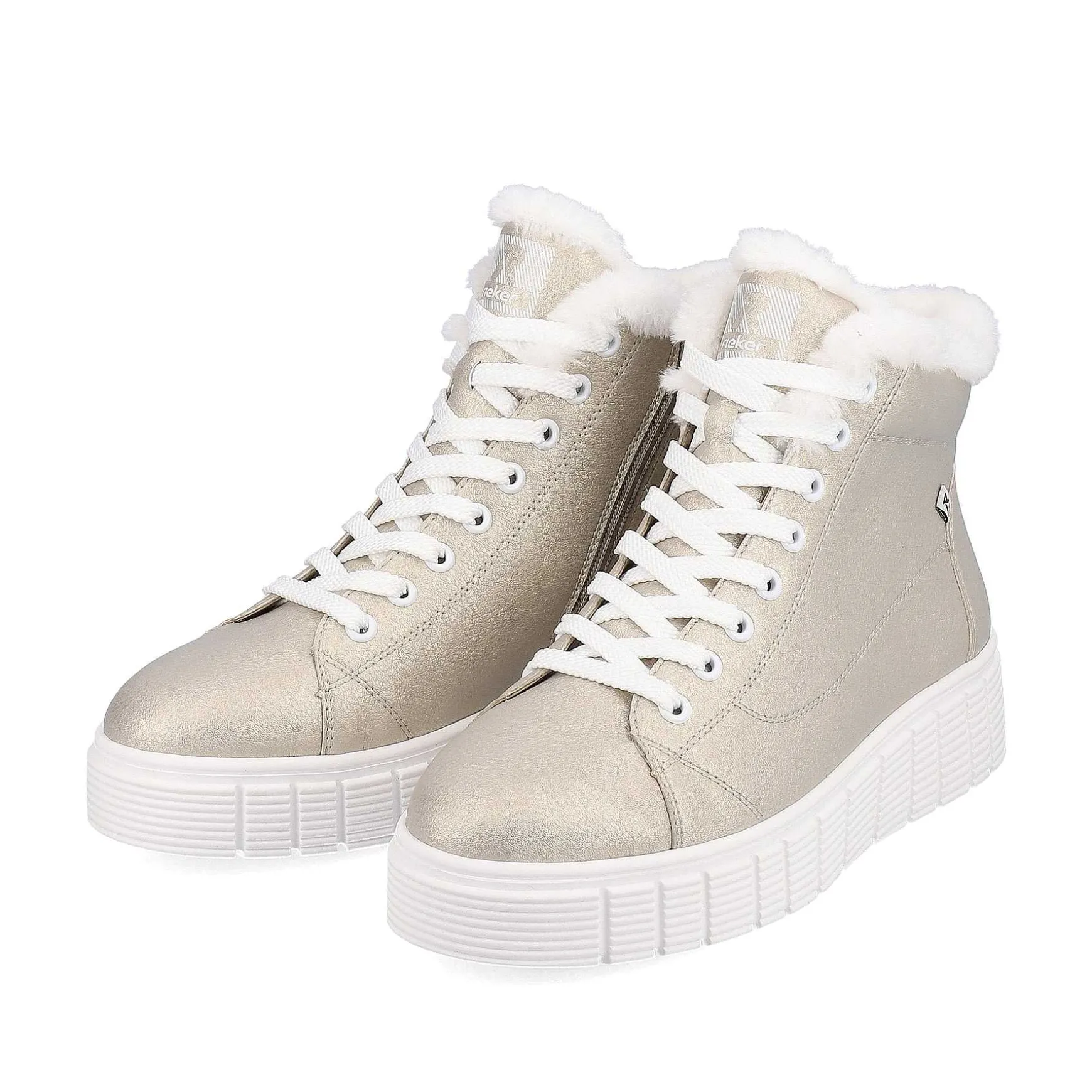 Rieker Women'S Sneaker High Glitter Gold Frost White
