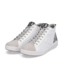 Rieker Women'S Sneaker High Swan-White Arctic-Grey Zebra