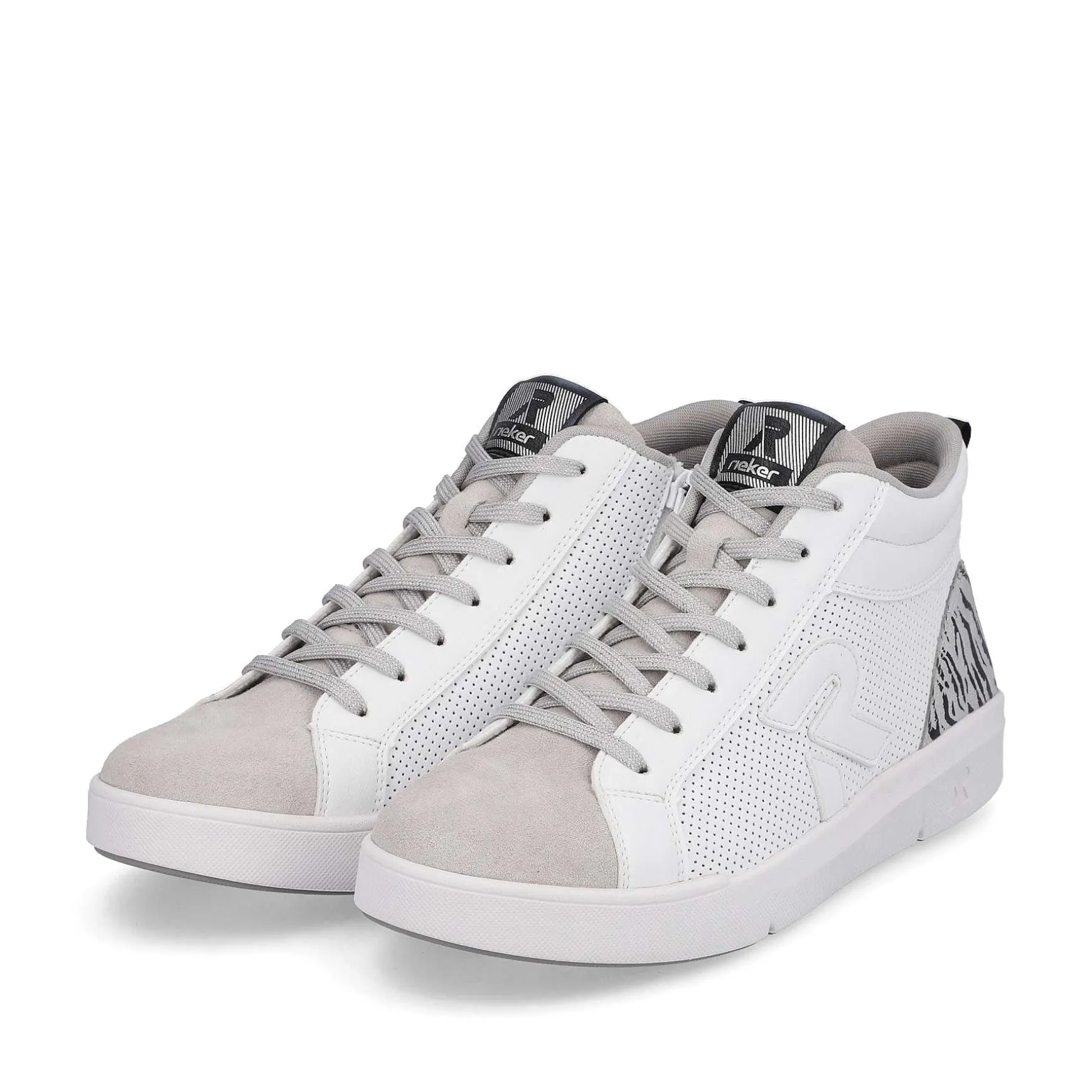 Rieker Women'S Sneaker High Swan-White Arctic-Grey Zebra