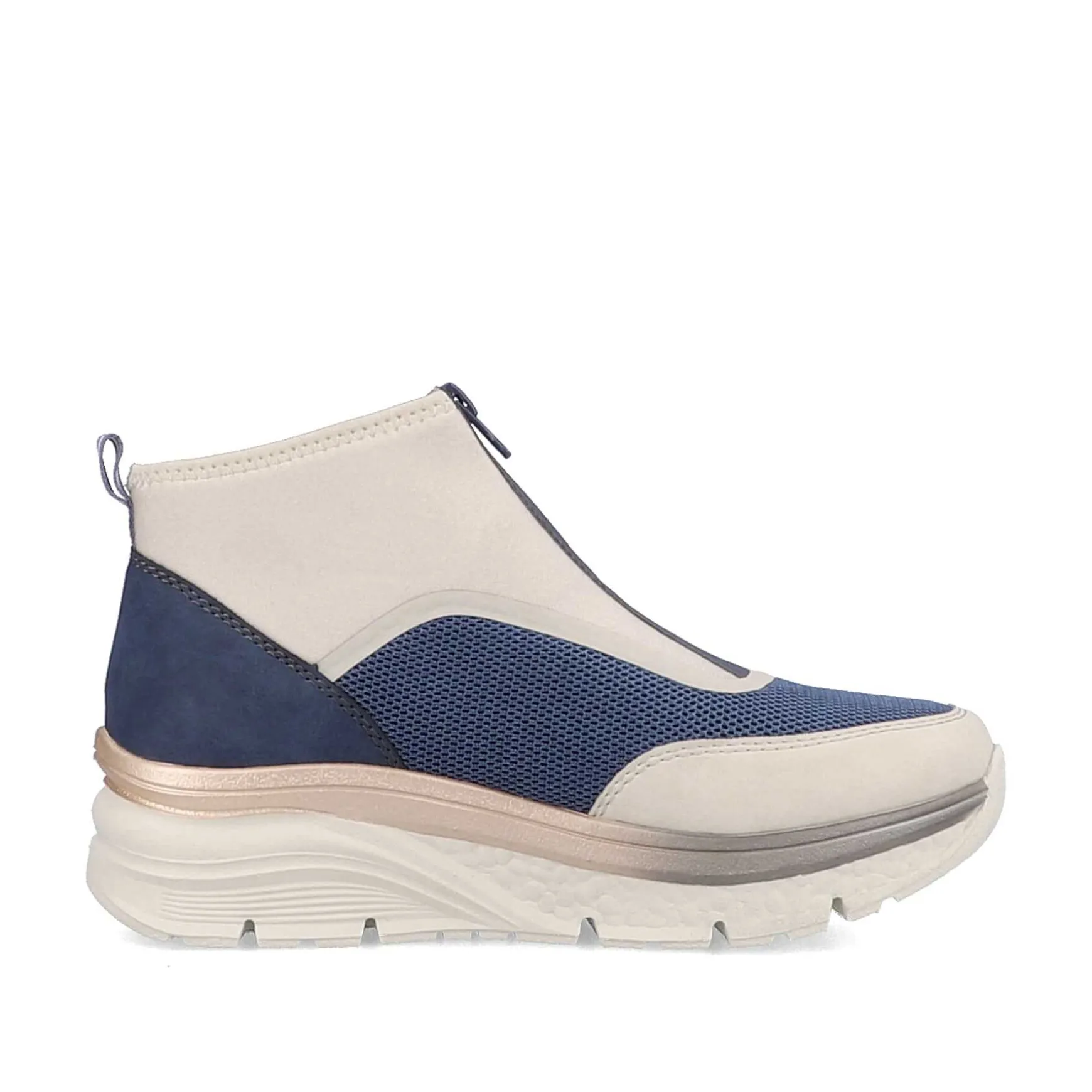 Rieker Women'S Sneaker High Light Beige-Denim Blue