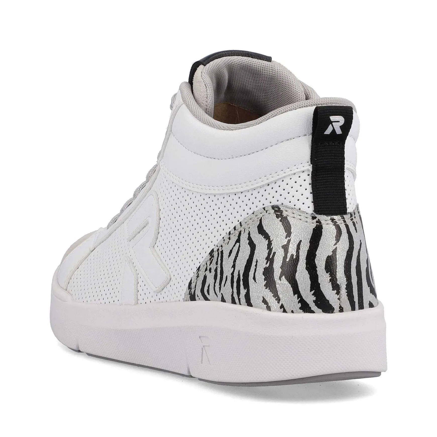 Rieker Women'S Sneaker High Swan-White Arctic-Grey Zebra