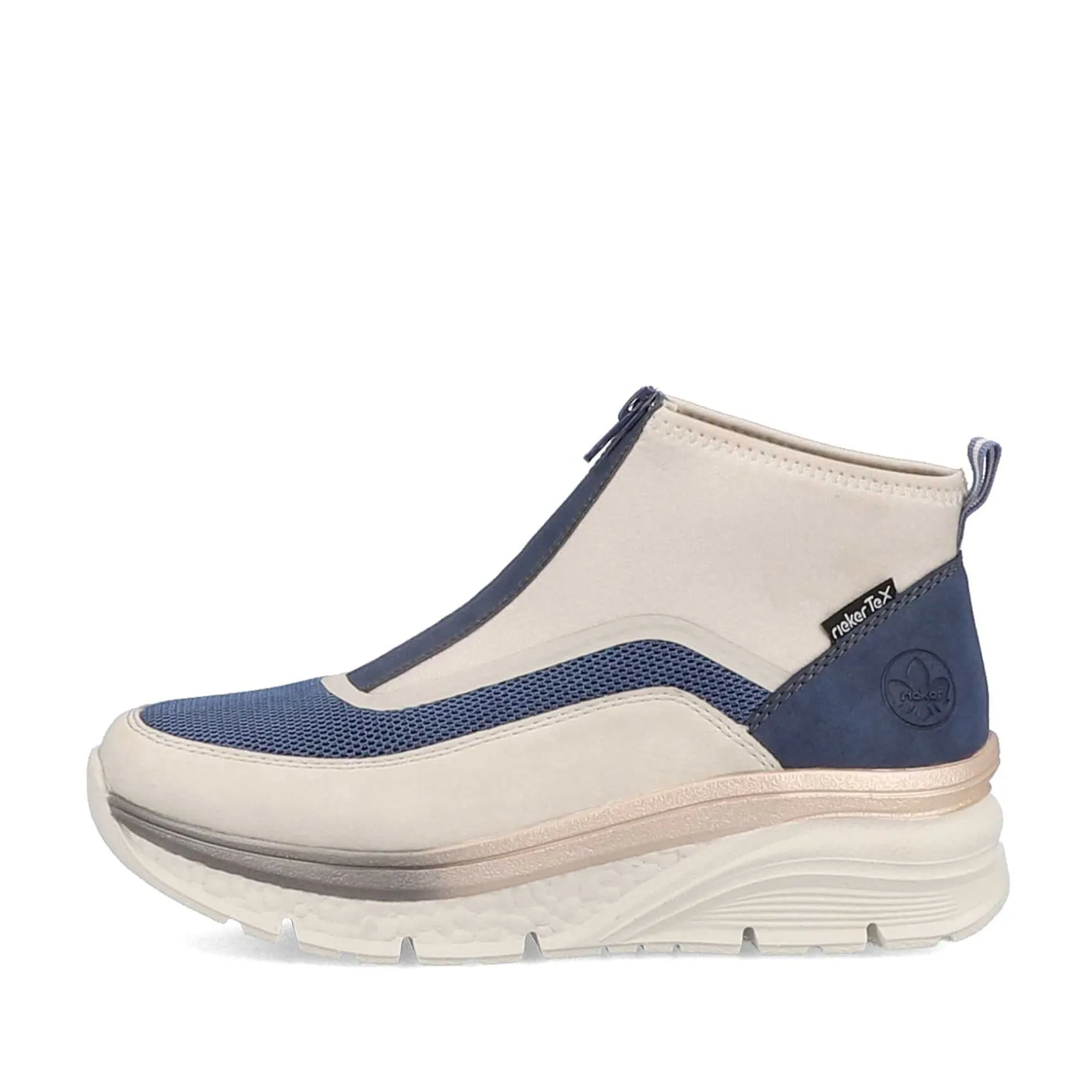 Rieker Women'S Sneaker High Light Beige-Denim Blue