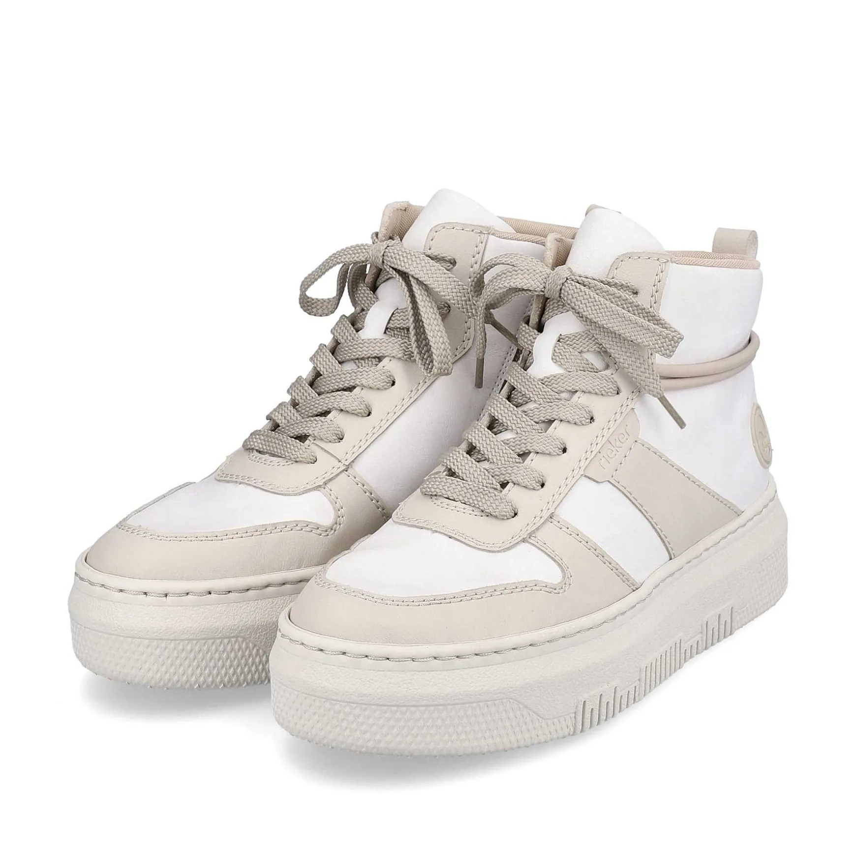 Rieker Women'S Sneaker High Swan White Beige
