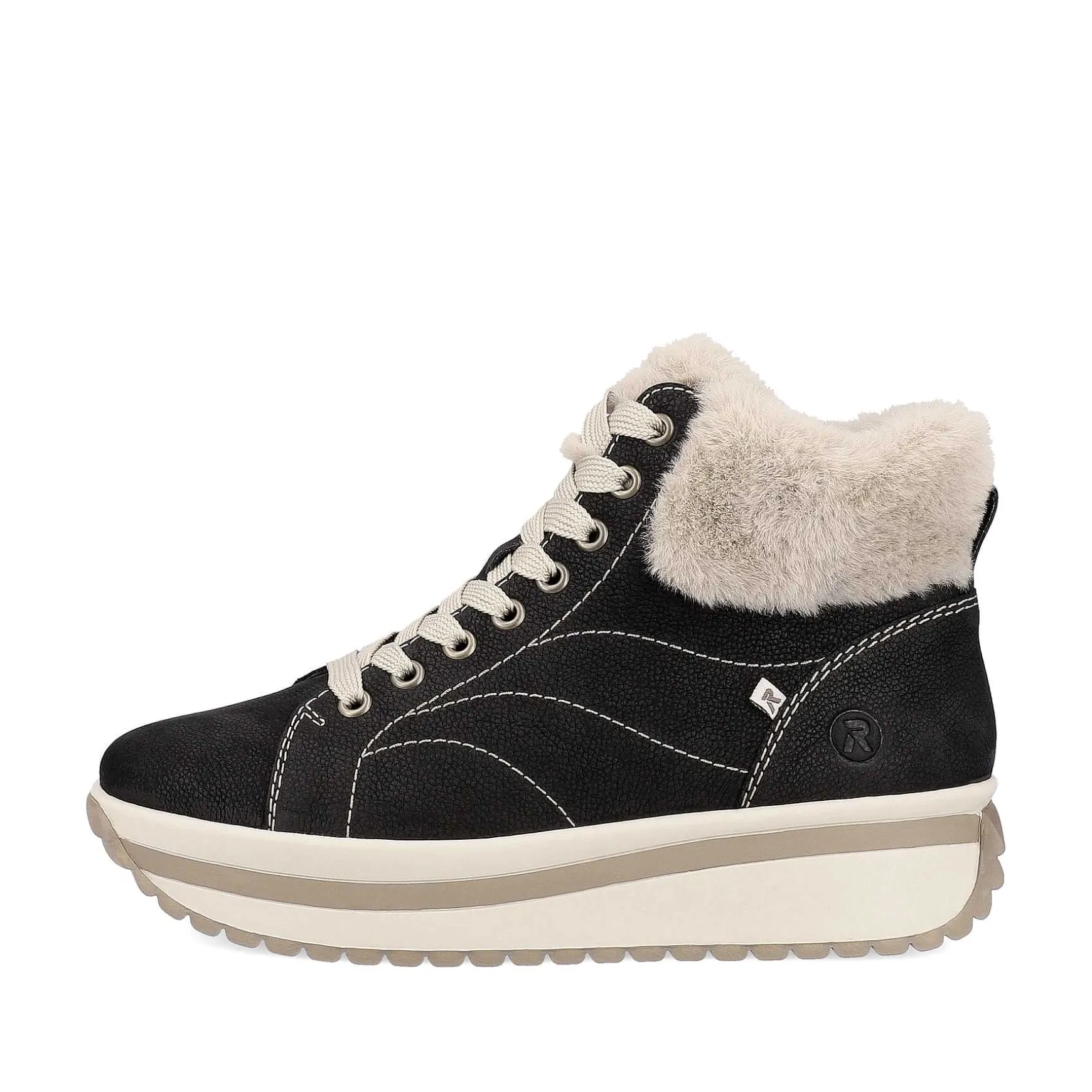 Rieker Women'S Sneaker High Night Black Cream Beige