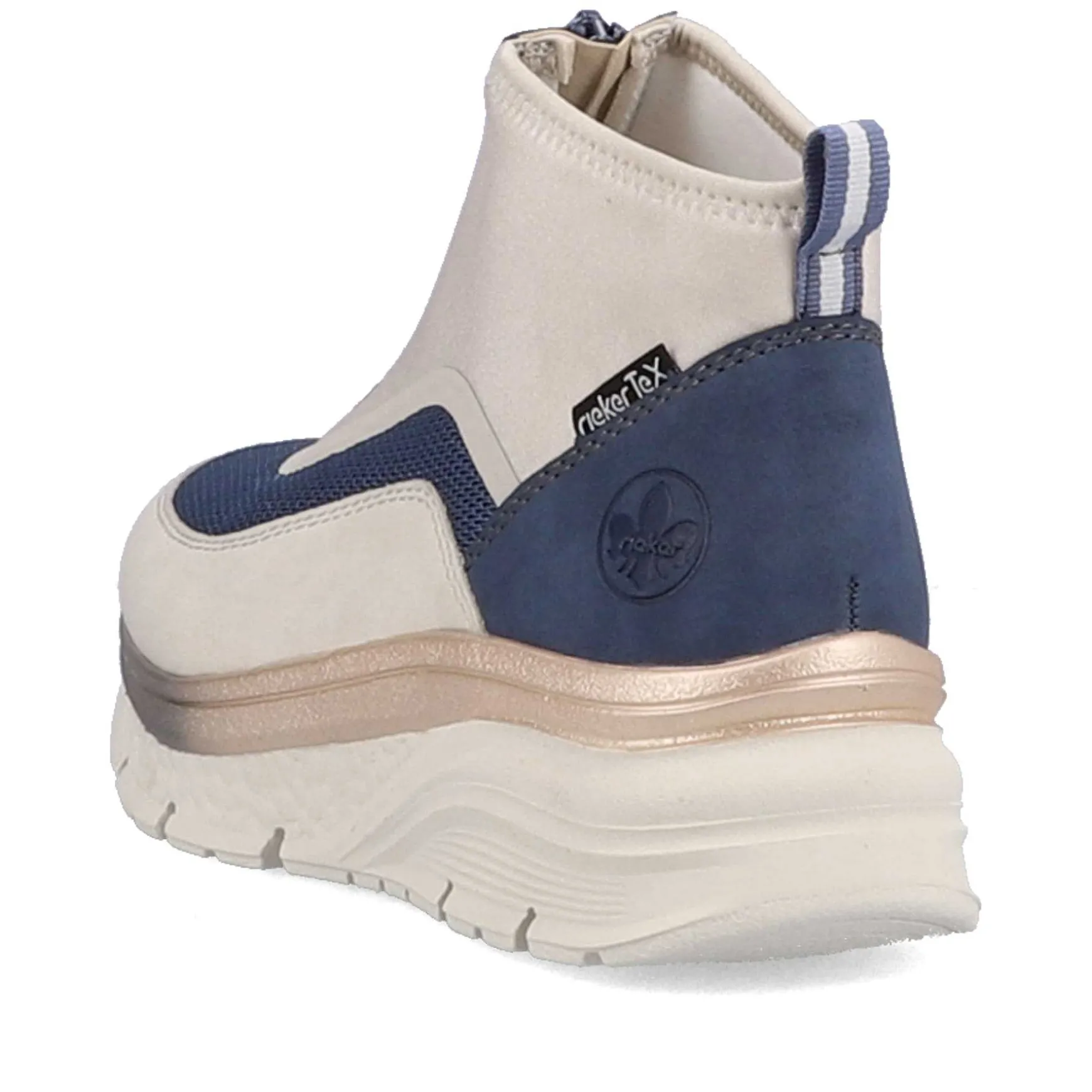 Rieker Women'S Sneaker High Light Beige-Denim Blue